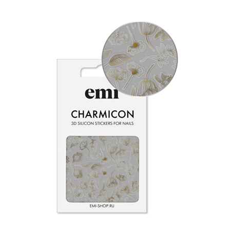 E.Mi, 3D-стикеры №178 Цветы золото Charmicon 3D Silicone Stickers