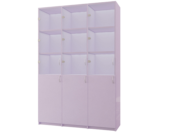 Шкаф №2.3 тройной дверцы стекло с замками