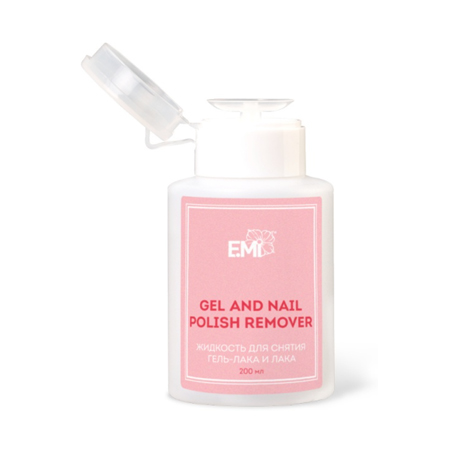 E.Mi, Жидкость для снятия гель-лака и лака Gel and Nail Polish Remover в помпе, 200 мл
