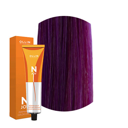 OLLIN N-Joy 025 - фиолетово-махагоновый (розовый) перманентная крем-краска для волос 100мл