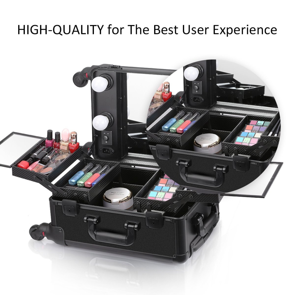 Мобильная студия визажиста LC 006 черная с подсветкой