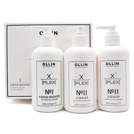 392125 OLLIN  X-PLEX НАБОР№1 X-Bond Booster Активатор связей 1х250мл; №2 X-Sealer Усилитель связей 2х250мл