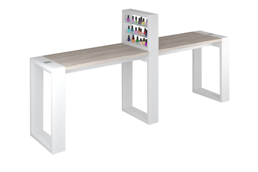 Модульный маникюрный стол Matrix с подставкой для лаков двухместный