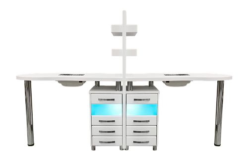 Маникюрный стол PS 2 UFV PL встроенные УФ-блоки полки под лаки вытяжки в комплекте