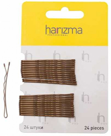 h10534-04 Harizma Невидимки 50 мм волна 24 шт коричневые