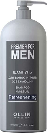729759 OLLIN PREMIER FOR MEN Шампунь для волос и тела освежающий 1000мл