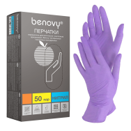 Перчатки нитриловые (сиренево-голубые) Benovy  М  100шт упк 3,5гр