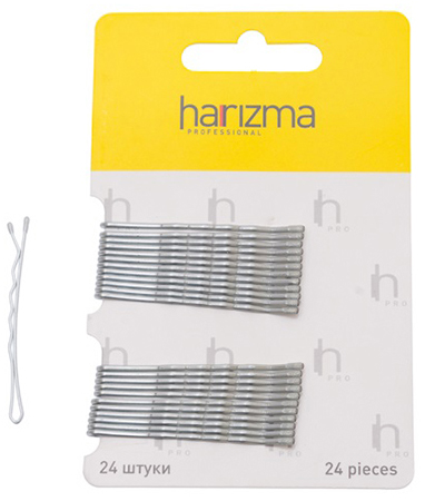 h10534-17 Harizma Невидимки 50 мм волна 24 шт серебро