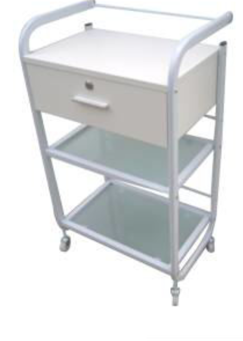 Тележка косметологическая R 802P полки стекло ящик с замком