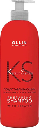 391753 OLLIN Keratine System Подготавливающий шампунь с кератином 500мл