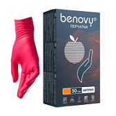 Перчатки нитриловые (красные) Benovy "S" 100шт/упк 3,5гр