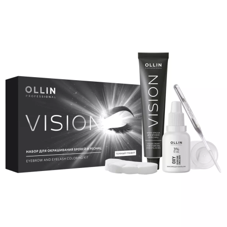 Ollin, VISION НАБОР для окрашивания бровей и ресниц, Темный графит NEW
