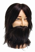 DEWAL, Голова учебная мужская "Шатен", с усами и бородой, 35 см
