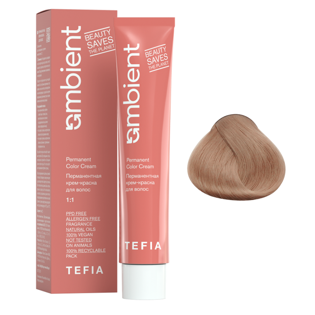 Tefia, Крем-краска перманентная AMBIENT 9.37 Очень светлый блондин золотисто-фиолетовый, 60 мл