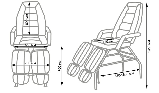 Педикюрное кресло СП Люкс с массажем и подогревом