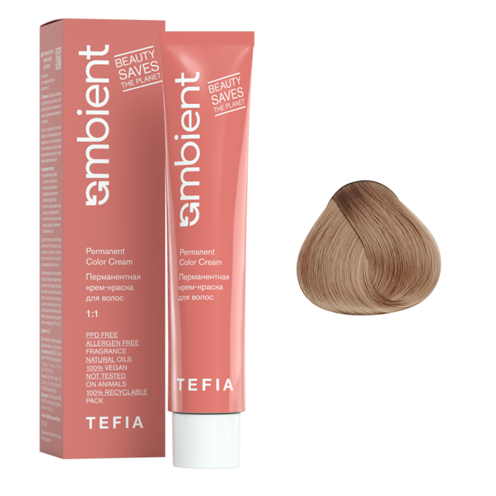 Tefia, Крем-краска перманентная AMBIENT 9.00 Очень светлый блондин интенсивный натуральный, 60 мл