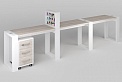Модульный маникюрный стол Matrix с подставкой под лаки и тумбой трехместный