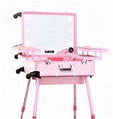 Мобильная студия визажиста Premium LC 015 розовая с подсветкой большой размер