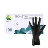 Перчатки виниловые неопудренные KLEVER размер "M" 100шт/упк (черные)
