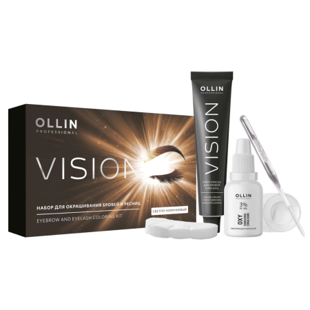 Ollin, VISION НАБОР для окрашивания бровей и ресниц, Светло-коричневый NEW
