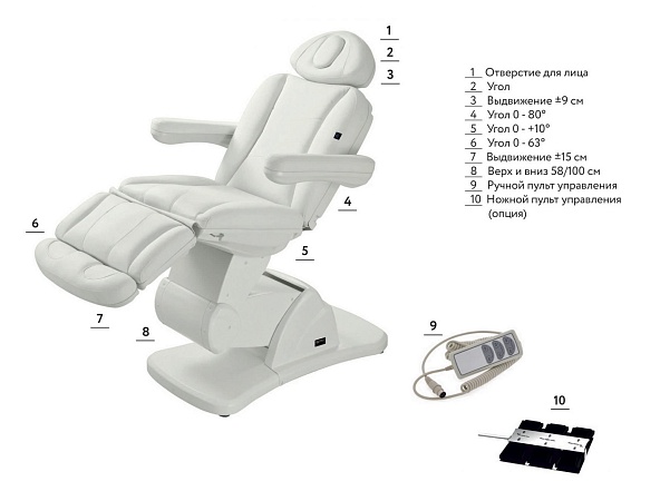 Косметологическое кресло MK22 трехмоторное двухсекционная система подъема